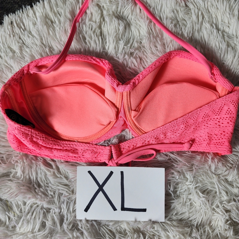 Pink Twist Push-up Bandeau Matching Bikini Set - Picture 14 of 15
